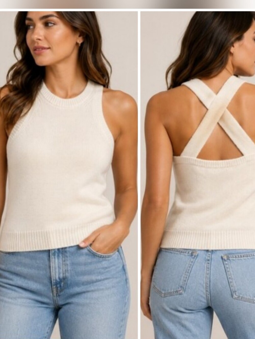 J.Crew Cashmire Cream Criss Cross Top Sweater. 🤍